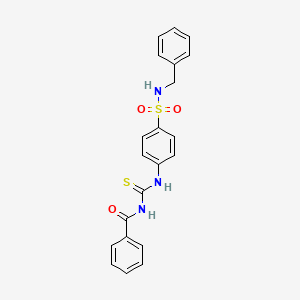 molecular formula C21H19N3O3S2 B1678331 N-[[4-(苄基磺酰基)苯基]氨基甲酰硫代基]苯甲酰胺 CAS No. 817635-93-1