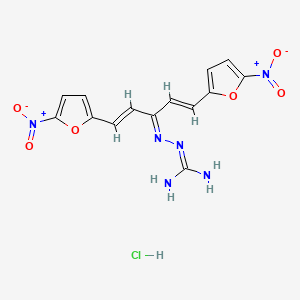 molecular formula C14H13ClN6O6 B1678374 3-[3-(5-Nitro-2-furyl)-1-[2-(5-nitro-2-furyl)vinyl]allylidene]carbazamidine monohydrochloride CAS No. 2315-20-0