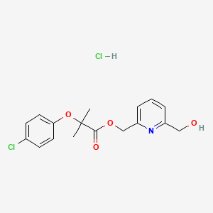 molecular formula C17H19Cl2NO4 B1678449 (6-(Hydroxymethyl)-2-pyridyl)methyl 2-(4-chlorophenoxy)-2-methylpropionate hydrochloride CAS No. 21550-30-1