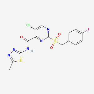 molecular formula C15H11ClFN5O3S2 B1678500 5-氯-2-((4-氟苄基)磺酰基)-N-(5-甲基-1,3,4-噻二唑-2-基)嘧啶-4-甲酰胺 CAS No. 874146-69-7