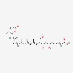 B1678602 (2E,10E,12E,16Z,18E)-6-hydroxy-9-(hydroxymethyl)-3,5,7,11,15,17-hexamethyl-19-(3-methyl-6-oxo-2,3-dihydropyran-2-yl)-8-oxononadeca-2,10,12,16,18-pentaenoic acid CAS No. 107140-30-7
