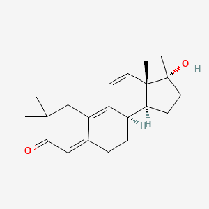 molecular formula C21H28O2 B1678708 (8R,13S,14S,17R)-17-hydroxy-2,2,13,17-tetramethyl-6,7,8,14,15,16-hexahydro-1H-cyclopenta[a]phenanthren-3-one CAS No. 42438-88-0