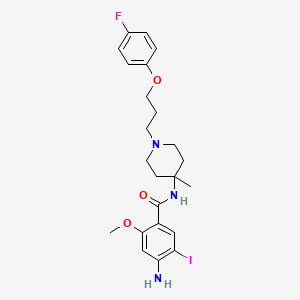 B1678776 N-((3-p-fluorophenyl-1-propyl)-4-methyl-4-piperidinyl)-4-amino-5-iodo-2-methoxybenzamide CAS No. 155928-24-8