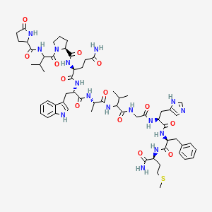 molecular formula C61H84N16O13S B1678805 H-DL-Pyr-DL-Val-DL-Pro-DL-Gln-DL-Trp-DL-Ala-DL-Val-Gly-DL-His-DL-Phe-DL-Met-NH2 CAS No. 29451-71-6
