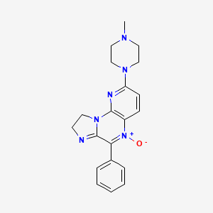 B1678846 Imidazo(1,2-a)pyrido(3,2-e)pyrazine, 8,9-dihydro-2-(4-methyl-1-piperazinyl)-6-phenyl-, 5-oxide CAS No. 108307-65-9