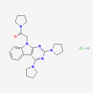 B1678927 1-((2,4-Di-1-pyrrolidinyl-9H-pyrimido(4,5-b)indol-9-yl)acetyl)pyrrolidine hydrochloride CAS No. 214212-38-1
