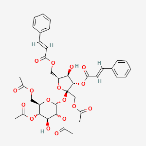 B1678943 [(2R,3R,4S,5R)-5-(acetyloxymethyl)-5-[(2R,3R,4S,5S,6R)-3,5-diacetyloxy-6-(acetyloxymethyl)-4-hydroxyoxan-2-yl]oxy-3-hydroxy-4-[(E)-3-phenylprop-2-enoyl]oxyoxolan-2-yl]methyl (E)-3-phenylprop-2-enoate CAS No. 173268-90-1