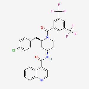 B1679022 N-((2R,4S)-1-(3,5-bis(trifluoromethyl)benzoyl)-2-(4-chlorobenzyl)piperidin-4-yl)quinoline-4-carboxamide CAS No. 177707-12-9