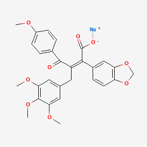 B1679115 sodium (Z)-2-(1,3-benzodioxol-5-yl)-4-(4-methoxyphenyl)-4-oxo-3-[(3,4,5-trimethoxyphenyl)methyl]but-2-enoate CAS No. 162412-70-6