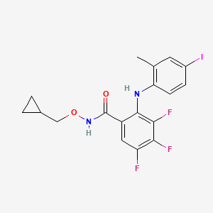 molecular formula C18H16F3IN2O2 B1679132 苯甲酰胺，N-(环丙氧基甲氧基)-3,4,5-三氟-2-((4-碘-2-甲基苯基)氨基)- CAS No. 212631-61-3
