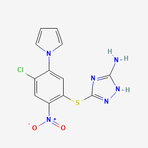 molecular formula C12H9ClN6O2S B1679320 3-(4-氯-2-硝基-5-吡咯-1-基苯基)硫代基-1H-1,2,4-三唑-5-胺 CAS No. 302901-13-9