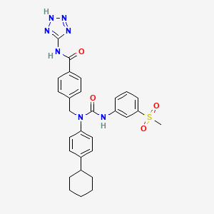 B1679352 4-{[(4-Cyclohexylphenyl){[3-(Methylsulfonyl)phenyl]carbamoyl}amino]methyl}-N-(1h-Tetrazol-5-Yl)benzamide CAS No. 307986-98-7