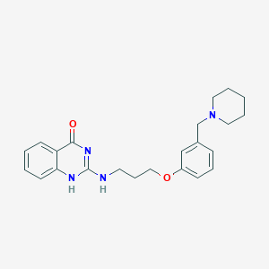 B1679380 2-[3-[3-(piperidin-1-ylmethyl)phenoxy]propylamino]-1H-quinazolin-4-one CAS No. 105150-87-6