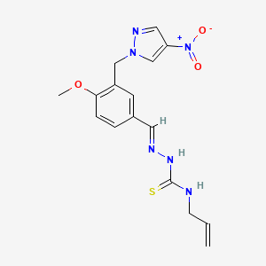 B1679407 1-[(E)-[4-methoxy-3-[(4-nitropyrazol-1-yl)methyl]phenyl]methylideneamino]-3-prop-2-enylthiourea CAS No. 955900-27-3