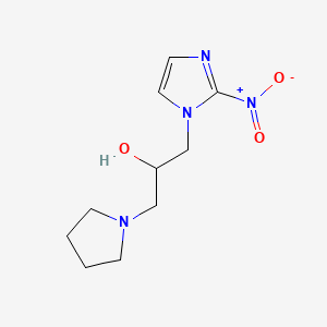 molecular formula C10H16N4O3 B1679424 1H-Imidazole-1-ethanol, 2-nitro-alpha-(1-pyrrolidineylmethyl)- CAS No. 70132-48-8
