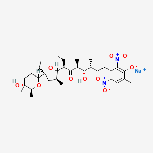 Sodium;3-[(3R,4S,5S,7R)-7-[(3S,5S)-5-ethyl-5-[(5R,6S)-5-ethyl-5-hydroxy-6-methyloxan-2-yl]-3-methyloxolan-2-yl]-4-hydroxy-3,5-dimethyl-6-oxononyl]-6-methyl-2,4-dinitrophenolate