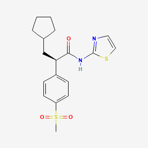 molecular formula C18H22N2O3S2 B1679472 (2R)-3-cyclopentyl-2-(4-methylsulfonylphenyl)-N-(2-thiazolyl)propanamide CAS No. 300353-13-3