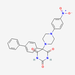 B1679473 5-[4-(4-Nitrophenyl)piperazin-1-yl]-5-(4-phenylphenyl)-1,3-diazinane-2,4,6-trione CAS No. 261956-22-3
