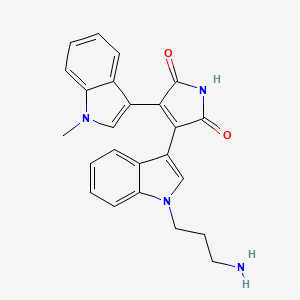 molecular formula C26H28N4O5 B1679481 3-[1-(3-Aminopropyl)-1H-indol-3-YL]-4-(1-methyl-1H-indol-3-YL)-1H-pyrrole-2,5-dione CAS No. 125313-65-7