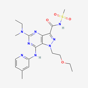 B1679666 1H-Pyrazolo(4,3-d)pyrimidine-3-carboxamide, 1-(2-ethoxyethyl)-5-(ethylmethylamino)-7-((4-methyl-2-pyridinyl)amino)-N-(methylsulfonyl) CAS No. 853003-48-2