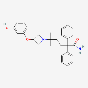 B1679674 1-Azetidinepentanamide, 3-(3-hydroxyphenoxy)-delta,delta-dimethyl-alpha,alpha-diphenyl- CAS No. 931409-24-4
