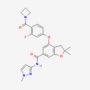 molecular formula C25H25FN4O4 B1679680 4-[4-(1-氮杂环丁烷基羰基)-3-氟苯氧基]-2,3-二氢-2,2-二甲基-N-(1-甲基-1H-吡唑-3-基)-6-苯并呋喃甲酰胺 CAS No. 955881-01-3