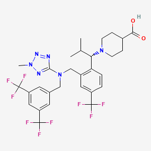 B1679682 1-[(1S)-1-[2-[[[[3,5-Bis(trifluoromethyl)phenyl]methyl](2-methyl-2H-tetrazol-5-yl)amino]methyl]-4-(trifluoromethyl)phenyl]-2-methylpropyl]-4-piperidinecarboxylic acid CAS No. 949099-81-4