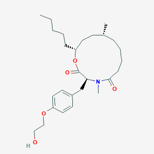 B1679689 (3S,10R,13R)-3-[[4-(2-hydroxyethoxy)phenyl]methyl]-4,10-dimethyl-13-pentyl-1-oxa-4-azacyclotridecane-2,5-dione CAS No. 258871-60-2