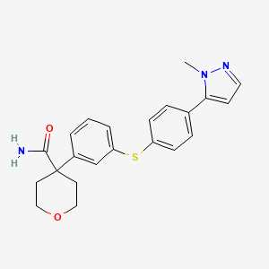molecular formula C22H23N3O2S B1679697 4-(3-(4-(1-甲基-1H-吡唑-5-基)苯硫基)苯基)-四氢-2H-吡喃-4-甲酰胺 CAS No. 1029317-21-2