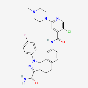 B1679757 8-(5-Chloro-2-(4-methylpiperazin-1-yl)isonicotinamido)-1-(4-fluorophenyl)-4,5-dihydro-1H-benzo[g]indazole-3-carboxamide CAS No. 503555-55-3