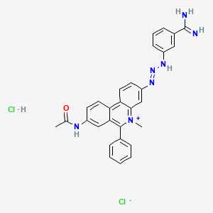 B1679782 Phenanthridinium, 8-(acetylamino)-3-(3-(3-(aminoiminomethyl)phenyl)-1-triazenyl)-5-methyl-6-phenyl-, chloride, monohydrochloride CAS No. 4210-91-7