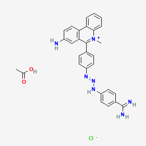 B1679783 Phenanthridinium, 8-amino-6-(4-(3-(4-(aminoiminomethyl)phenyl)-1-triazenyl)phenyl)-5-methyl-, chloride, acetate CAS No. 3690-87-7