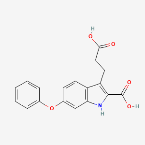 molecular formula C18H15NO5 B1679813 2-羧基-6-苯氧基-1H-吲哚-3-丙酸 CAS No. 139896-80-3