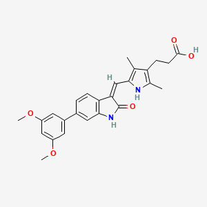 molecular formula C26H26N2O5 B1679995 3-(5-((6-(3,5-dimethoxyphenyl)-2-oxoindolin-3-ylidene)methyl)-2,4-dimethyl-1H-pyrrol-3-yl)propanoic acid CAS No. 949164-80-1