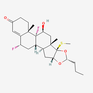 molecular formula C24H34F2O4S B1680032 (20R)-16a,17a-Butylidenedioxy-6a,9a-difluoro-11b-hydroxy-17b-(methylthio)androst-4-en-3-one CAS No. 159001-35-1