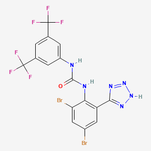 molecular formula C16H8Br2F6N6O B1680101 1-[3,5-双(三氟甲基)苯基]-3-[2,4-二溴-6-(2H-四唑-5-基)苯基]脲 CAS No. 426834-69-7