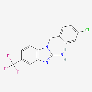 molecular formula C15H11ClF3N3 B1680103 2-Amino-1-(4-chlorobenzyl)-5-trifluoromethylbenzimidazole CAS No. 150493-34-8