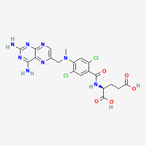 B1680126 L-Glutamic acid, N-(2,5-dichloro-4-(((2,4-diamino-6-pteridinyl)methyl)methylamino)benzoyl)- CAS No. 151648-46-3