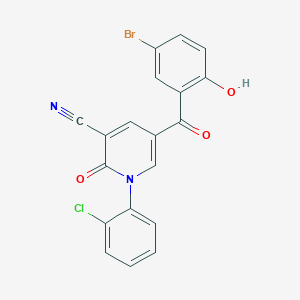 B1680160 5-(5-Bromo-2-hydroxybenzoyl)-1-(2-chlorophenyl)-2-oxo-1,2-dihydropyridine-3-carbonitrile CAS No. 734542-09-7