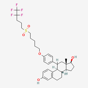 molecular formula C34H43F5O5S B1680187 雌甾-1,3,5(10)-三烯-3,17-二醇，11-[4-[[5-[(4,4,5,5,5-五氟戊基)磺酰基]戊基]氧基]苯基]-, (11β,17β)- CAS No. 151555-47-4