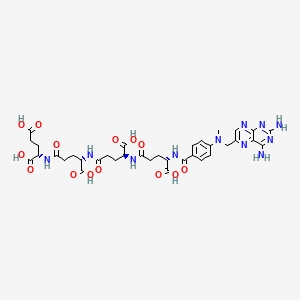 B1680217 L-Glutamic acid, N-(N-(N-(N-(4-(((2,4-diamino-6-pteridinyl)methyl)-methylamino)benzoyl)-L-gamma-glutamyl)-L-gamma-glutamyl)-L-gamma-glutamyl)- CAS No. 73610-81-8