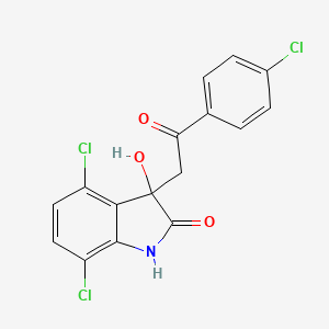 B1680233 4,7-Dichloro-3-(2-(4-chlorophenyl)-2-oxoethyl)-3-hydroxy-1,3-dihydro-2H-indol-2-one CAS No. 667914-33-2