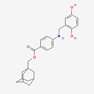 molecular formula C25H29NO4 B1680246 1-Adamantylmethyl 4-((2,5-dihydroxybenzyl)amino)benzoate CAS No. 241127-79-7