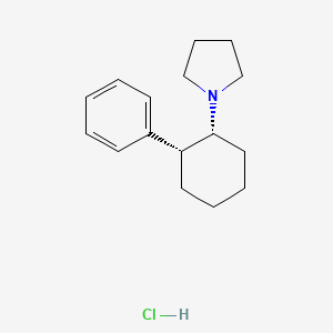 B1680344 Pyrrolidine, 1-(2-phenylcyclohexyl)-, hydrochloride, cis- CAS No. 40709-76-0