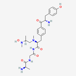 molecular formula C28H40N6O6 B1680346 (2S)-3-[4-[(2S)-2-amino-3-(4-hydroxyphenyl)propanoyl]phenyl]-N-[2-[[(2R)-2-aminopropanoyl]amino]acetyl]-2-[2-[hydroxy(methyl)amino]propyl-methylamino]propanamide CAS No. 72080-55-8