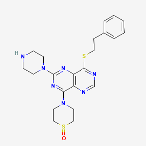 molecular formula C22H27N7OS2 B1680351 4-(1-Oxido-thiomorpholino)-8-(2-phenylethylthio)-2-piperazino-pyrimido(5,4-d)pyrimidine CAS No. 77749-81-6
