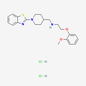 molecular formula C22H29Cl2N3O2S B1680366 N-(1-(Benzothiazol-2-yl))-N-(4-((methoxy-2-ethoxy)-2-phenyl)methylamino)piperidine dihydrochloride CAS No. 137289-83-9