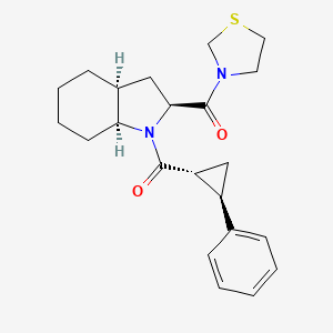 B1680377 [(2S,3aS,7aS)-Octahydro-1-[[(1R,2R)-2-phenylcyclopropyl]carbonyl]-1H-indol-2-yl]-3-thiazolidinyl--methanone CAS No. 176797-26-5