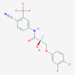B1680387 (2S)-3-(4-chloro-3-fluorophenoxy)-N-[4-cyano-3-(trifluoromethyl)phenyl]-2-hydroxy-2-methylpropanamide CAS No. 1010396-29-8