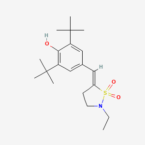 B1680393 2,6-ditert-butyl-4-[(E)-(2-ethyl-1,1-dioxo-1,2-thiazolidin-5-ylidene)methyl]phenol CAS No. 158089-95-3